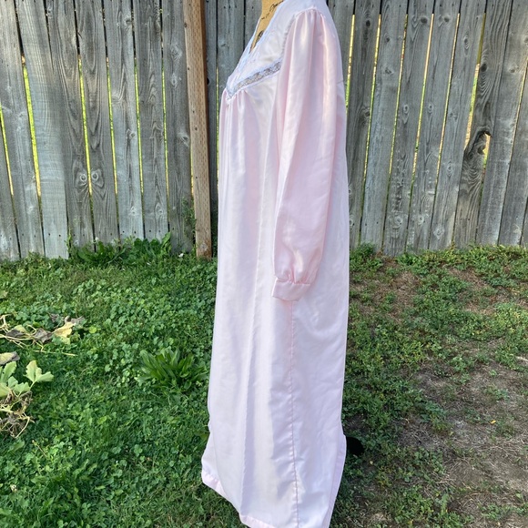 Vintage Barbizon Pink Brushed Satin Floral Lace Pullover Nightgown Women’s XL - Picture 3 of 10